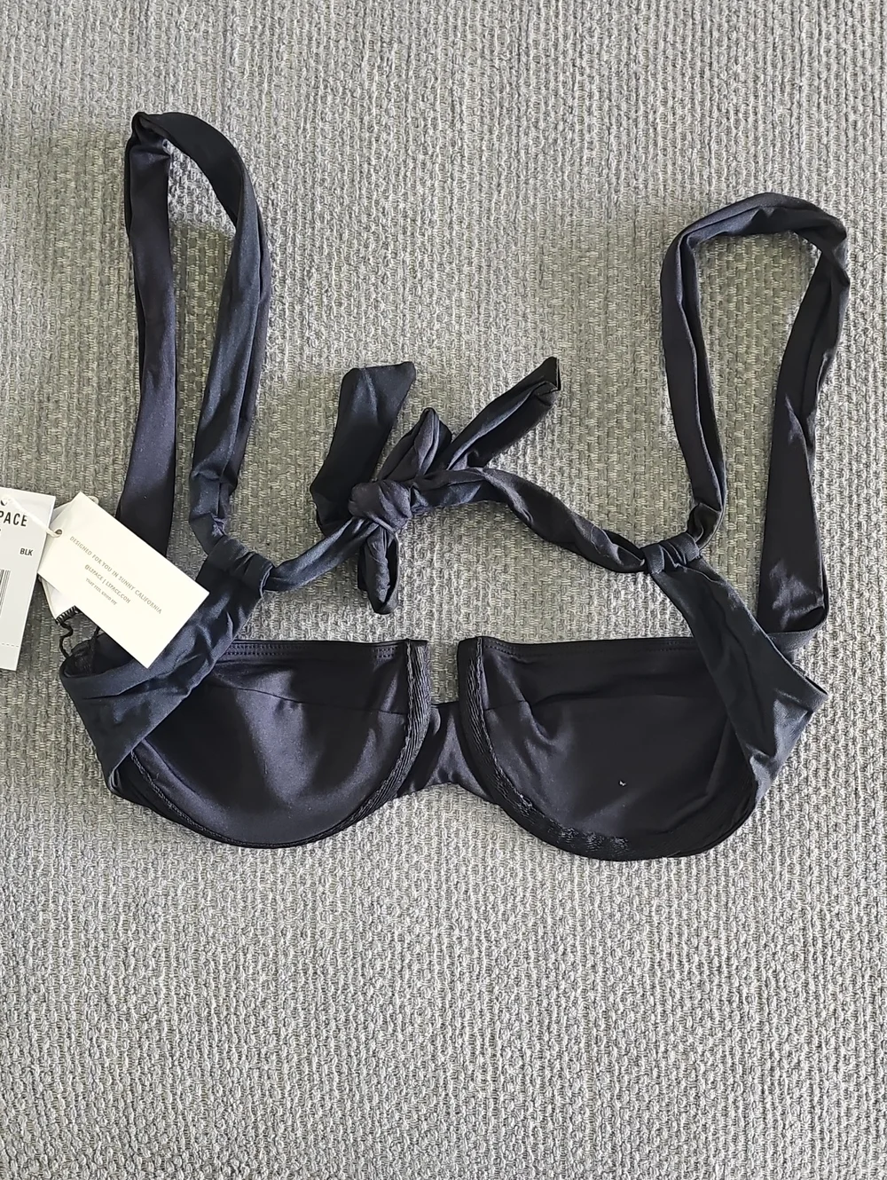 Black Underwire Scoop Bikini Top Women Swim